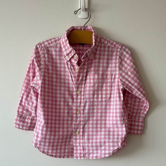 GAP Pink and White Gingham Button Down Shirt - Picture 1 of 3